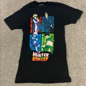 Black Hunter x Hunter Graphic Short Sleeve Tee with Multicolor Print